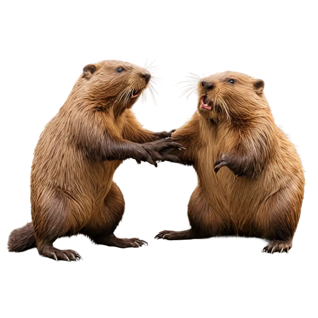 HighQuality-PNG-Image-of-Two-Buff-Beavers-Fighting-Creative-Illustration