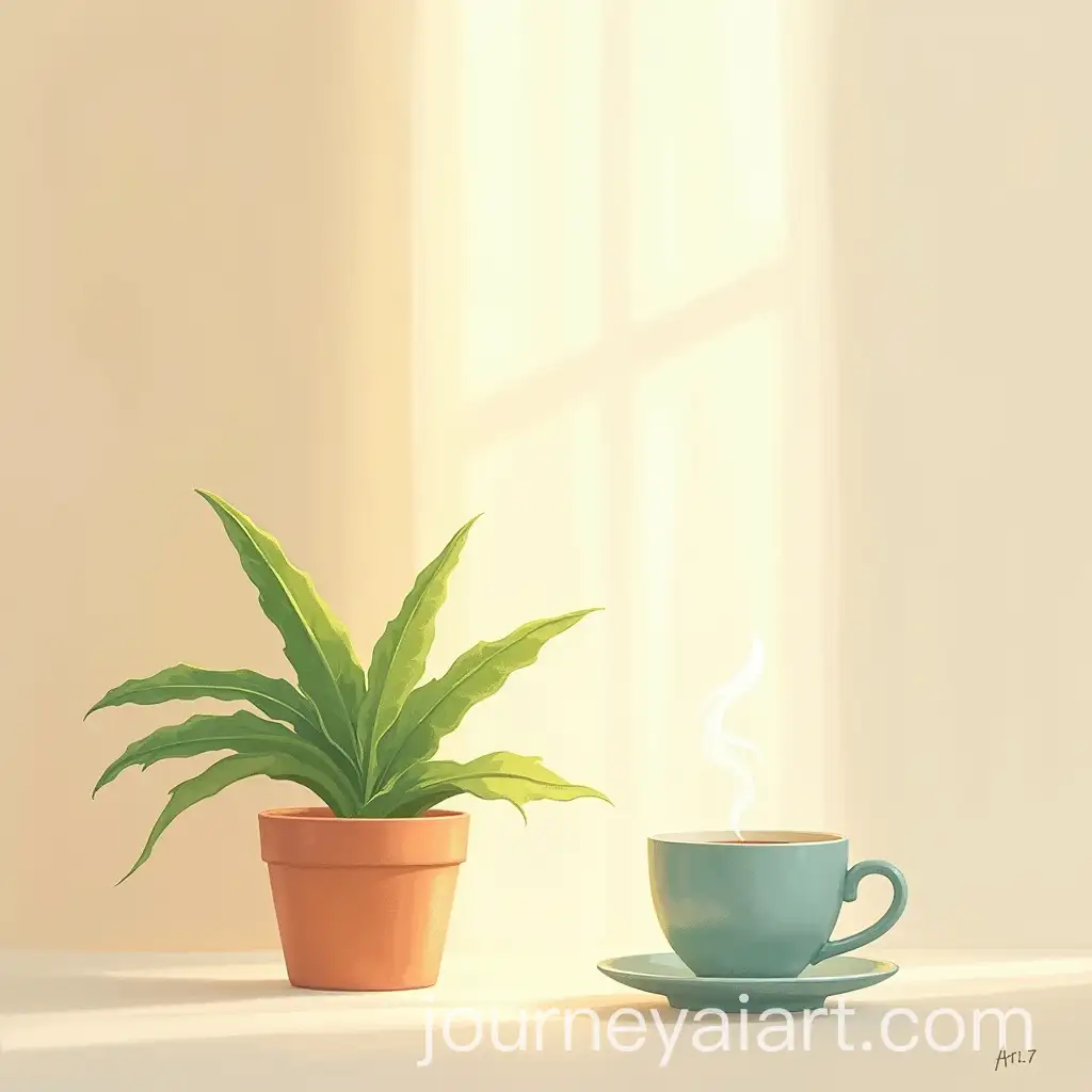 MicroMoments-of-Joy-Indoor-Plant-and-Steaming-Tea-in-Morning-Sunlight