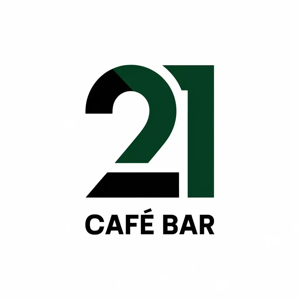 a vector logo design,with the text "Cafe bar 21", main symbol:The number 21,Moderate,be used in Restaurant industry,clear background