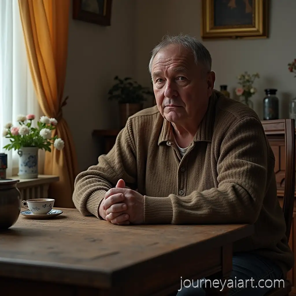 Bald-Bearded-Man-Relaxing-on-Sofa-with-Ukhilyant-Beer-Bottle-in-Realistic-Style