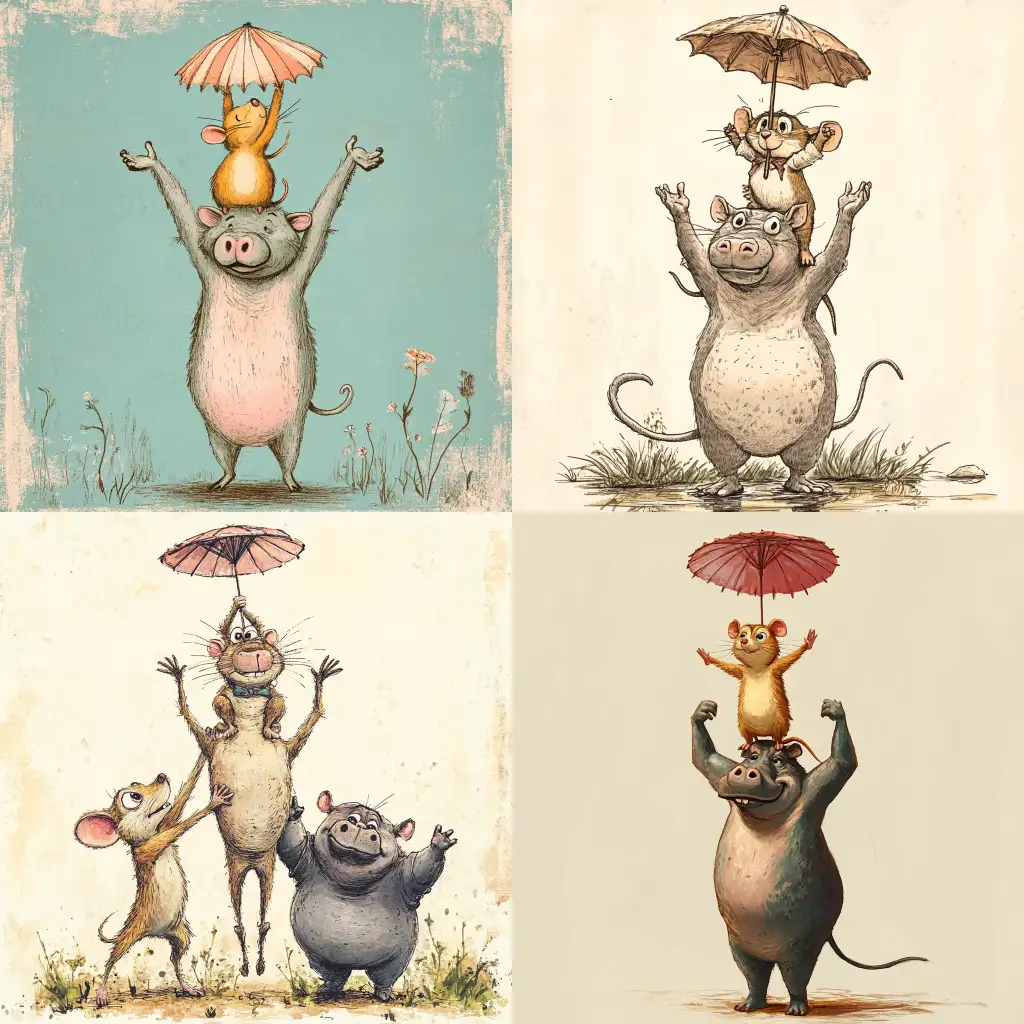 Whimsical-Animal-PyramidAI-Image-Prompt-Expansion-with-Meerkat-Warthog-and-Hippopotamus-Holding-a-Parasol