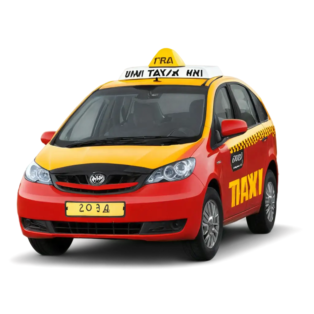 Red-Taxi-Car-with-Yellow-Line-PNG-Image-for-Versatile-Usage