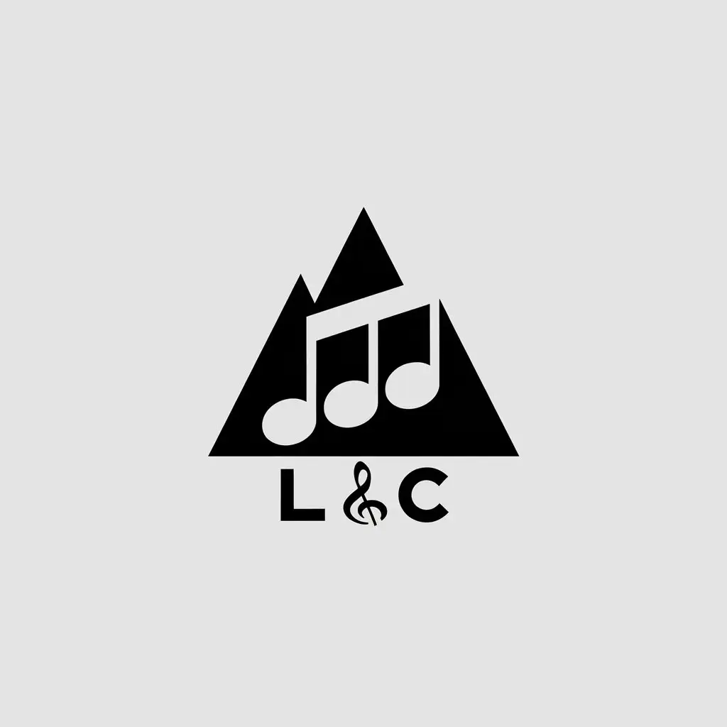 a vector logo design,with the text "LC", main symbol:Mountain movie music notes,Minimalistic,be used in Technology industry,clear background