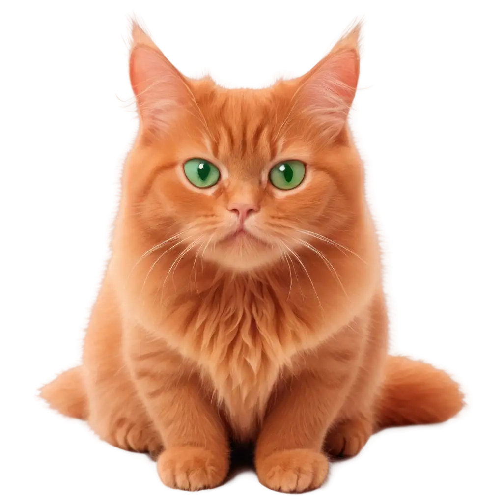 cute, cartoonish in anime style, British red ginger cat with green eyes