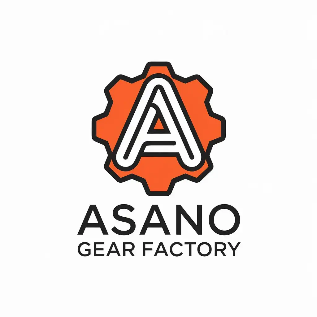 a vector logo design,with the text "ASANO GEAR FACTORY", main symbol:A design imagining ASANO's letters, lively and simple.,Minimalistic,clear background