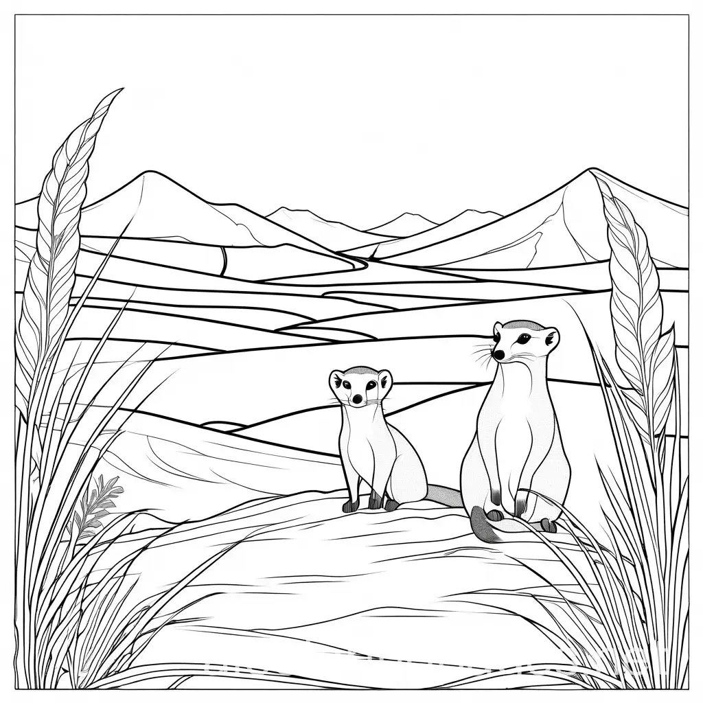 Mongoose-and-Cub-Coloring-Page-Wildlife-Line-Art-for-Children