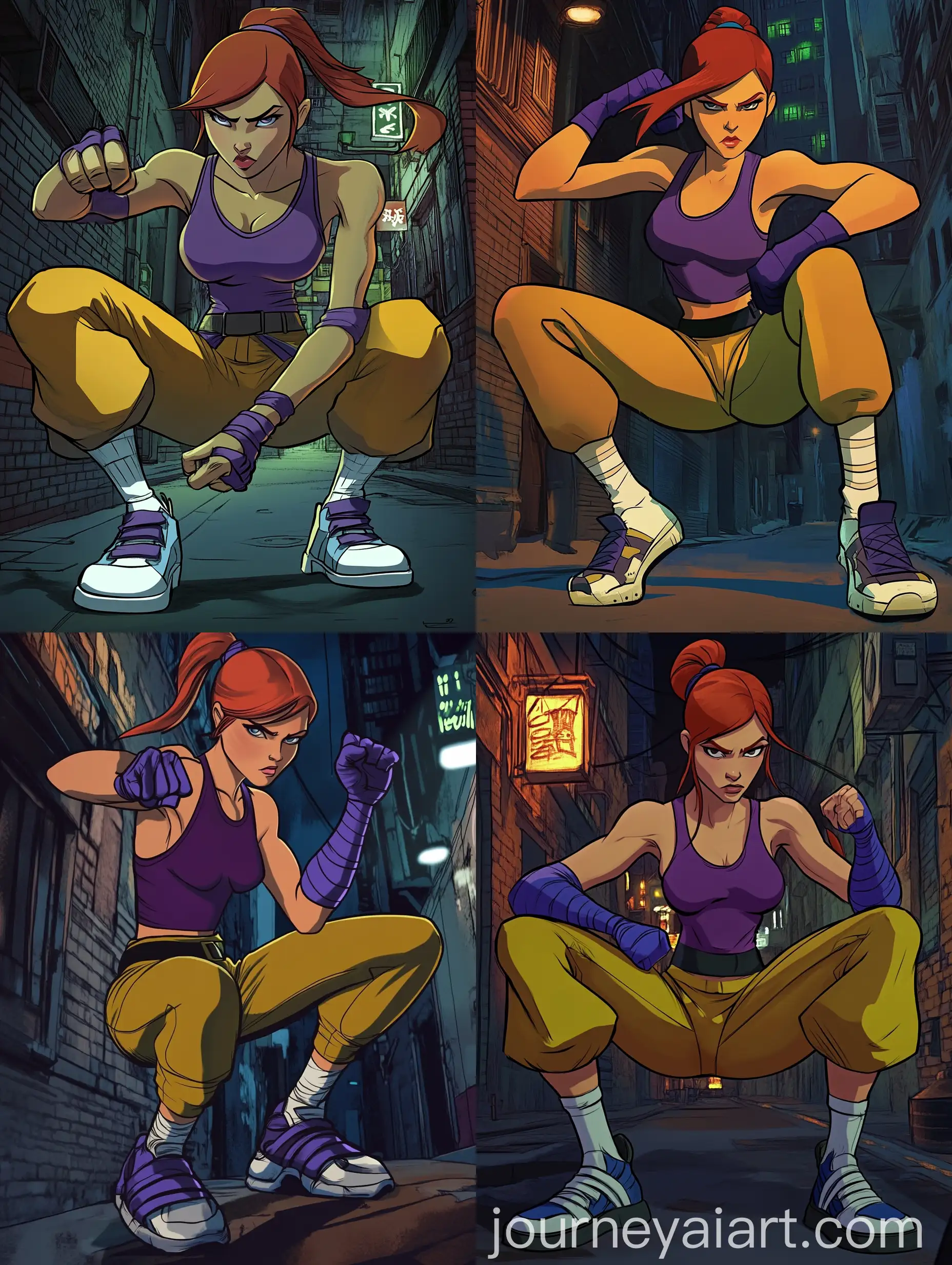 April-in-Dark-Alley-Fighting-Stance-Cartoon-Style