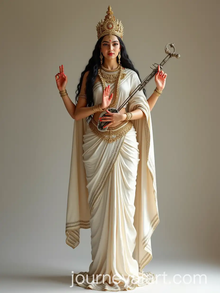 Goddess-Saraswati-in-White-Saree-with-Jewelry