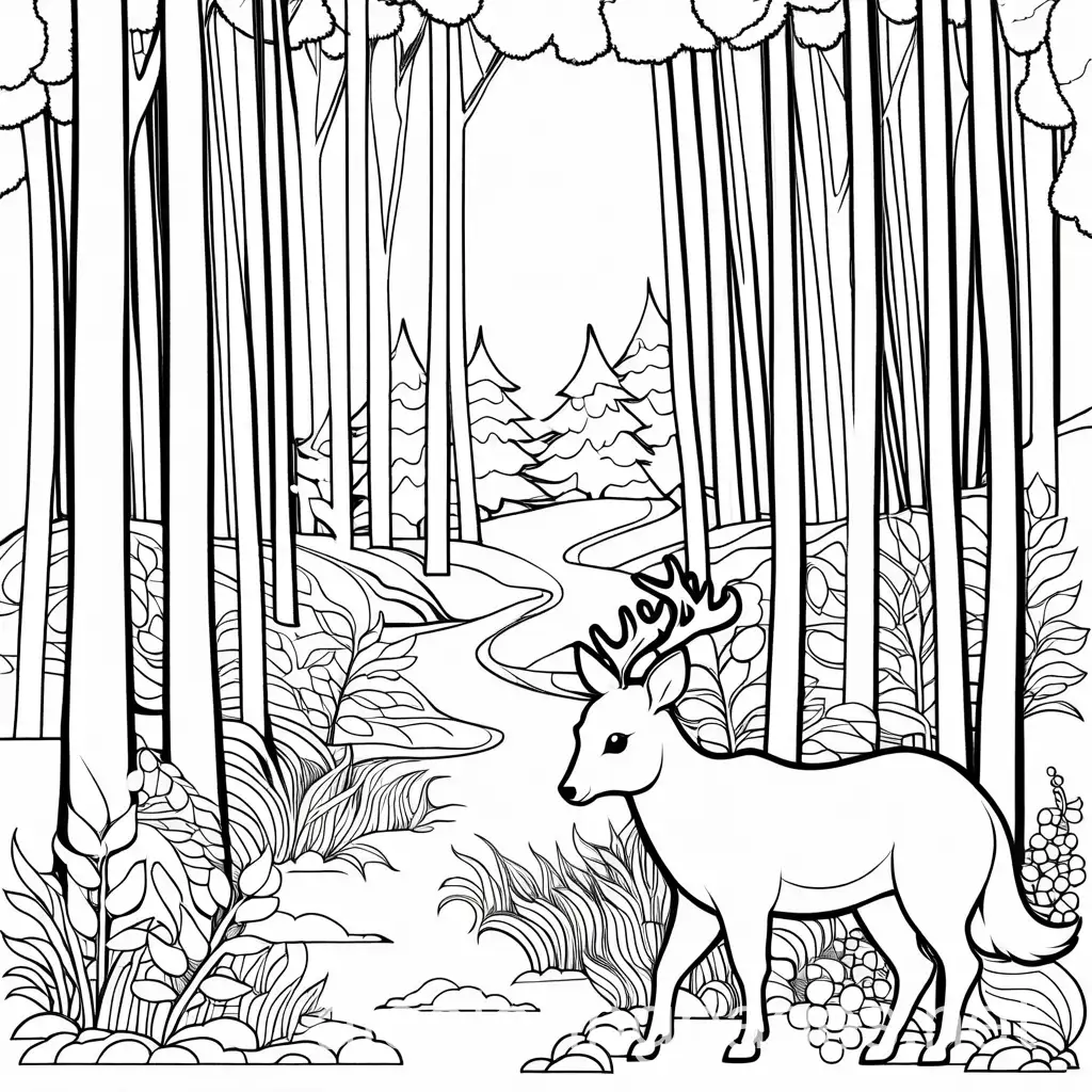 Fantasy-Pets-in-the-Forest-Coloring-Page-for-Kids