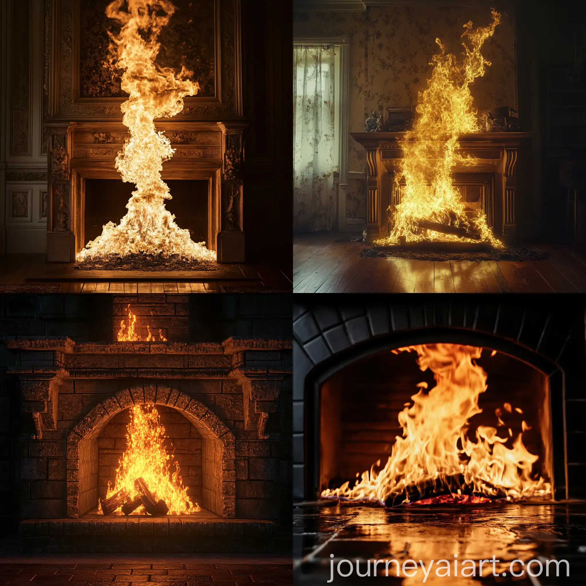 Cozy-Fireplace-with-Flames-Burning-Brightly