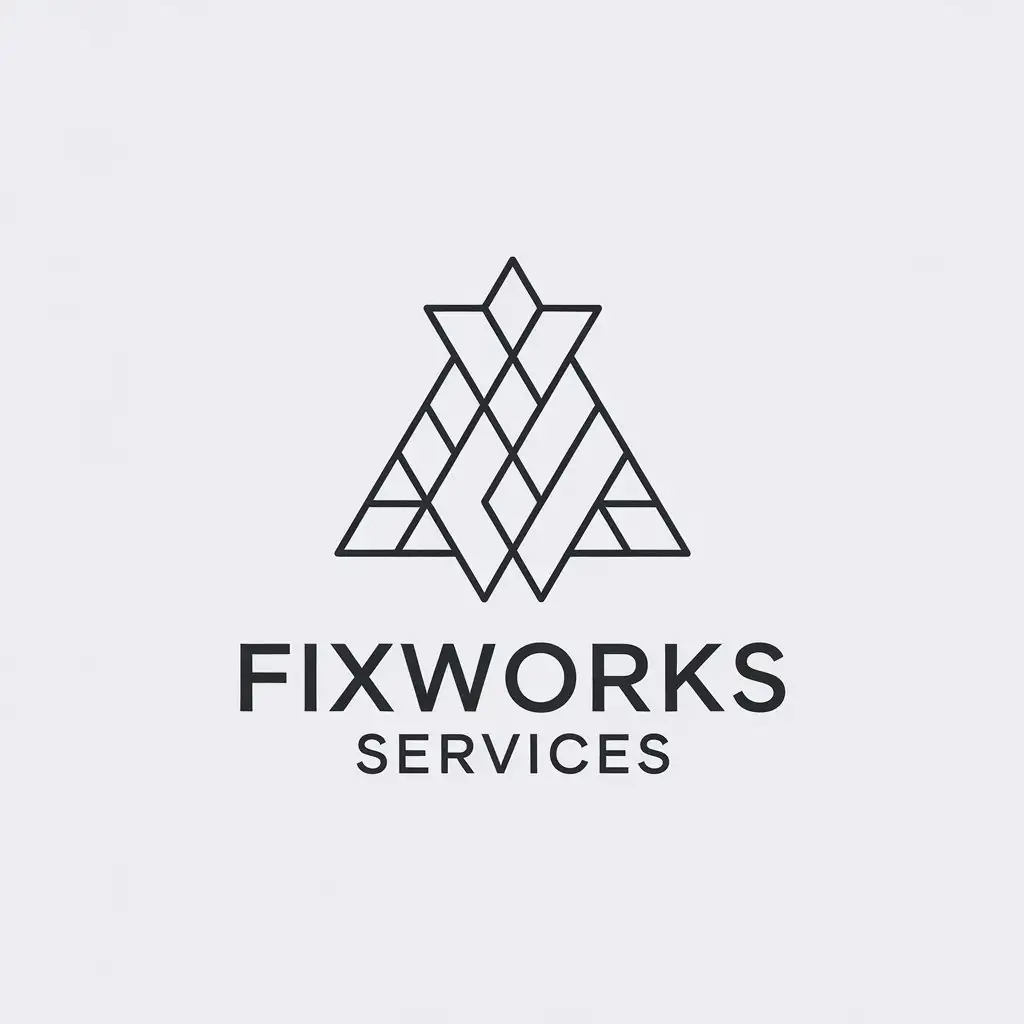 LOGO Design For FIXWORKS SERVICES Minimalistic Triangle Symbol with Artistic and Troubleshooting Theme