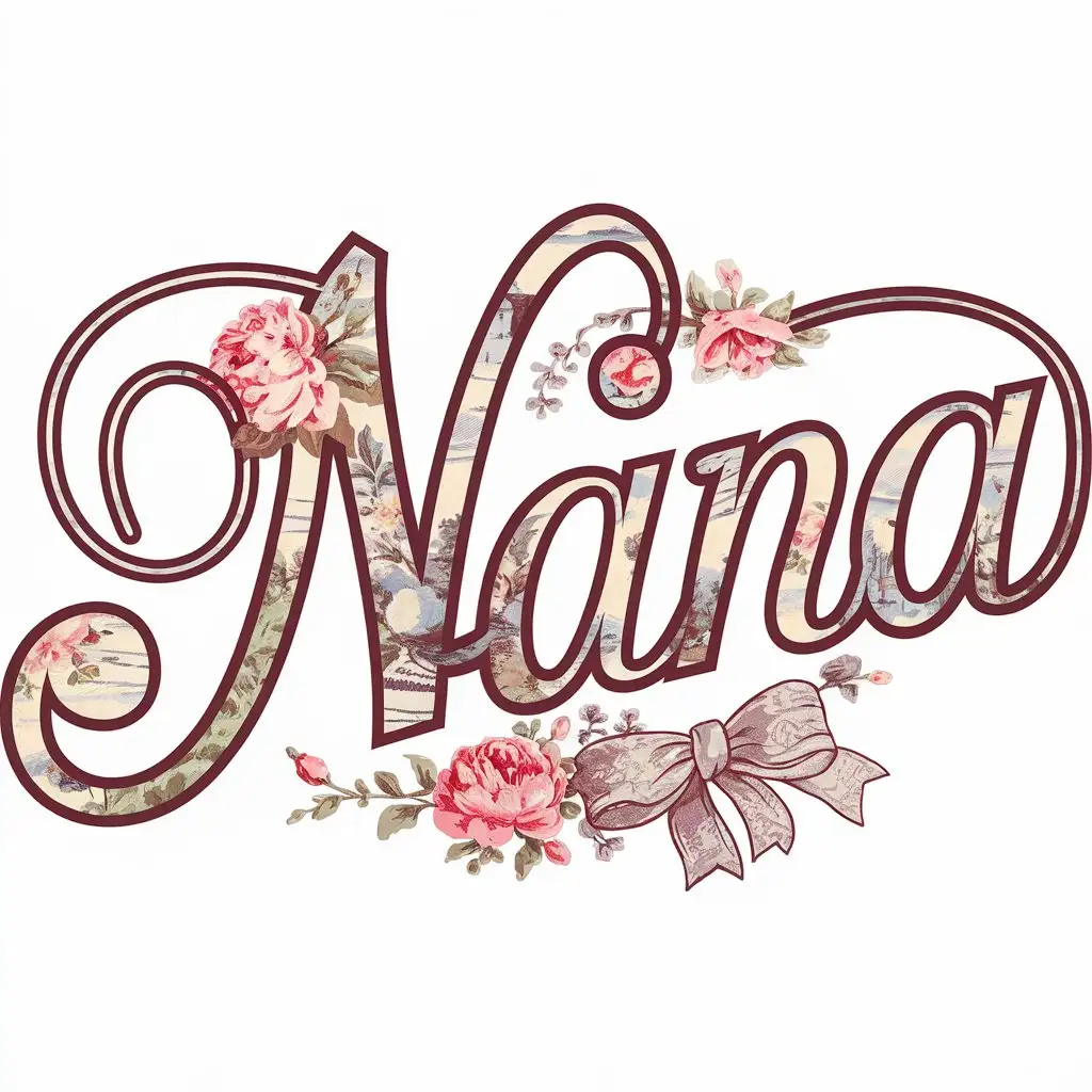 Floral-Nana-Cursive-Typography-with-Toile-Coquette-Bow-Clip-Art