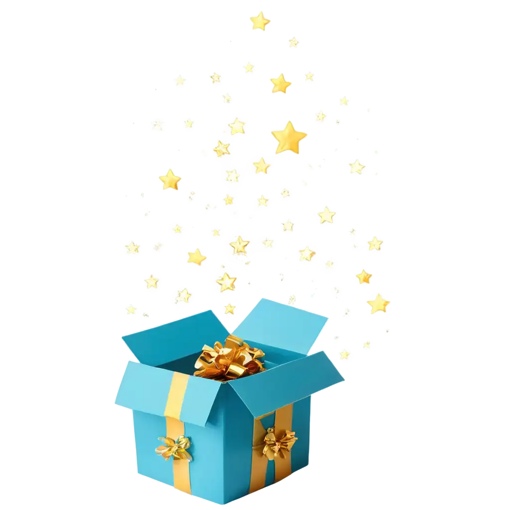 Magical-Blue-Gift-Box-Bursting-with-Golden-Stars-and-Light-PNG-Image