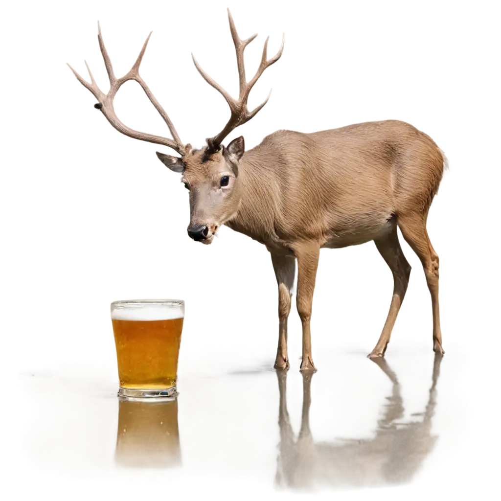 PNG-Image-of-Swamp-Deer-Drinking-Beer-Artistic-Creation-Highlight