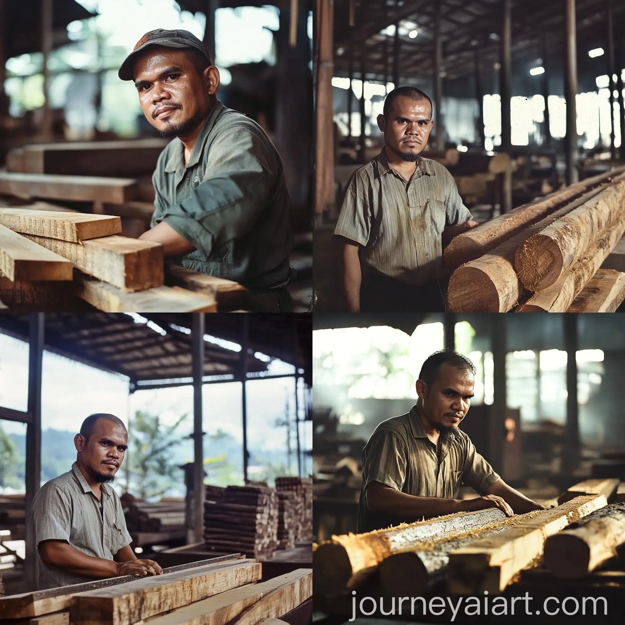 Southeast-Asian-Man-Inspecting-Lumber-in-Sawmill
