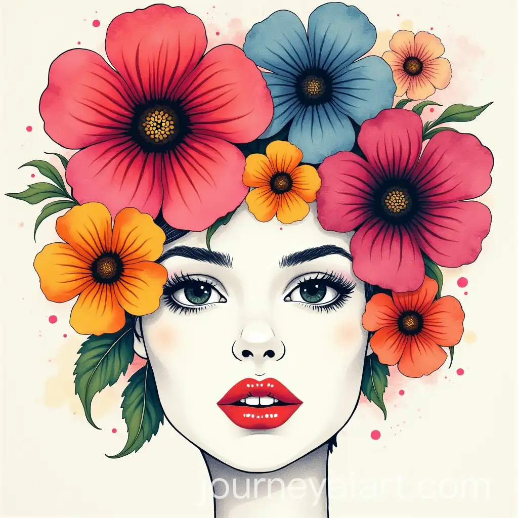 Pop-Art-Floral-Face-Outline-Poster