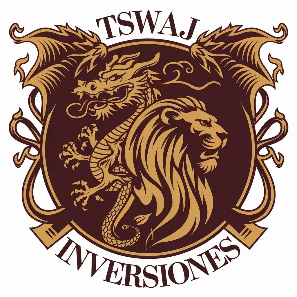 LOGO Design for TSWAJ INVERSIONES Vector Design Featuring a Dragon and Lion Symbol for Finance