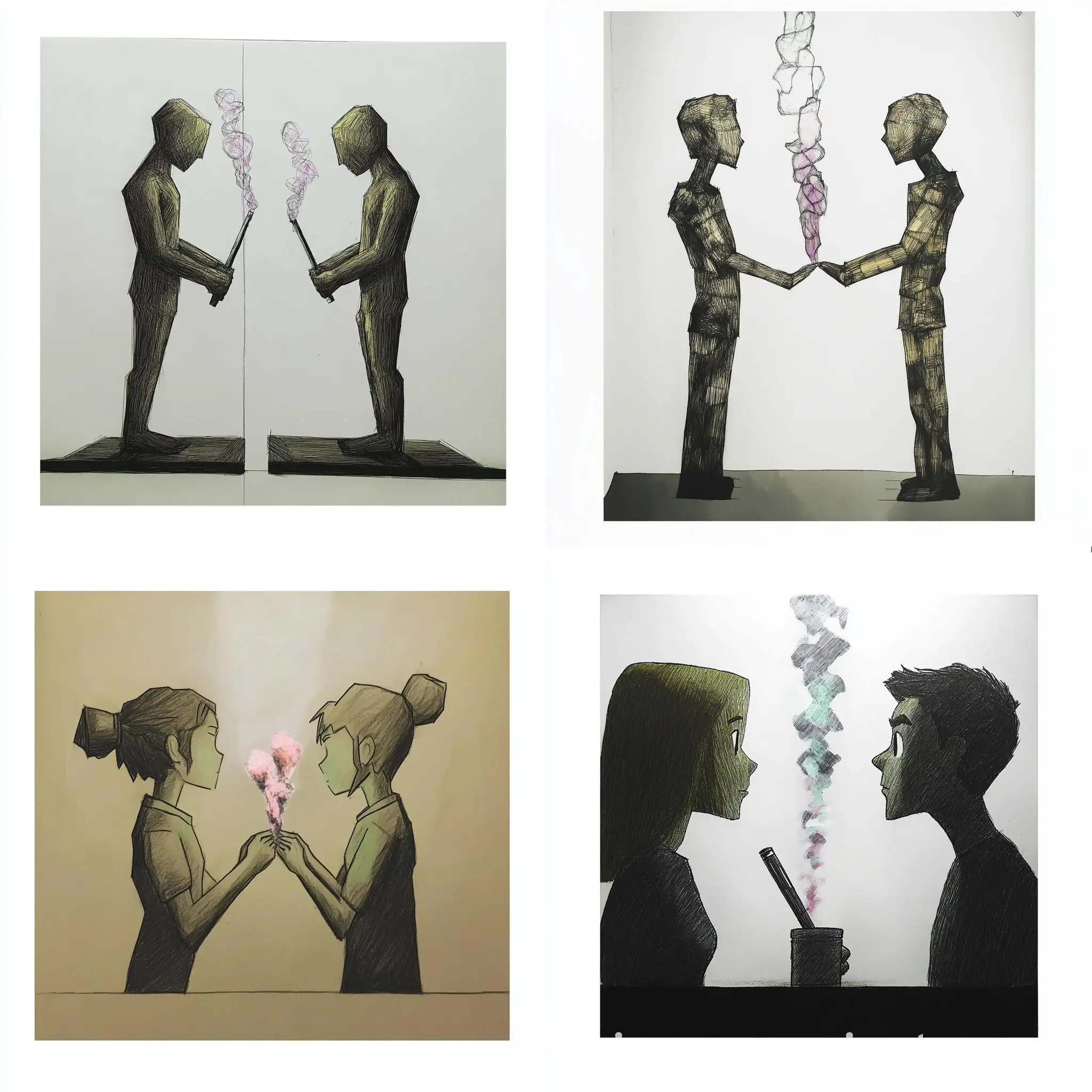 Two-Figures-Standing-Face-to-Face-in-Abstract-Style
