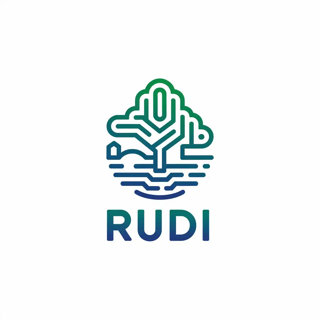 LOGO-Design-For-RUDI-Architecture-Tree-and-Flowing-Water-Theme