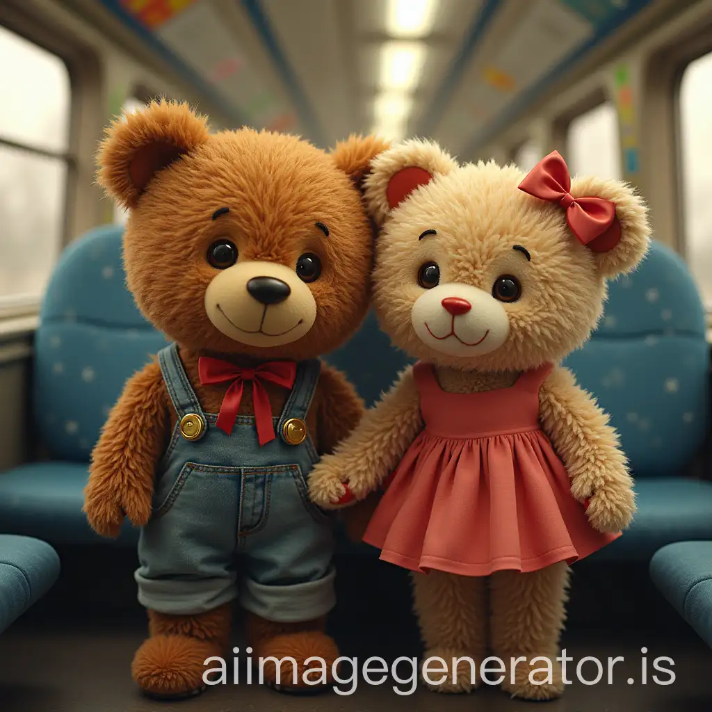 Teddy-Bear-and-His-Girlfriend-Traveling-by-Train