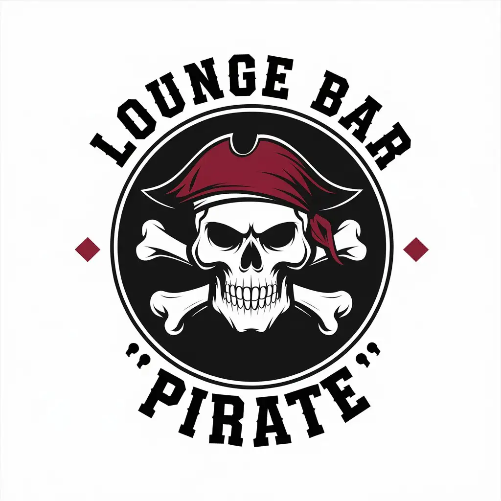 LOGO-Design-for-Pirate-Lounge-Bar-Skull-and-Bones-with-Clear-Background