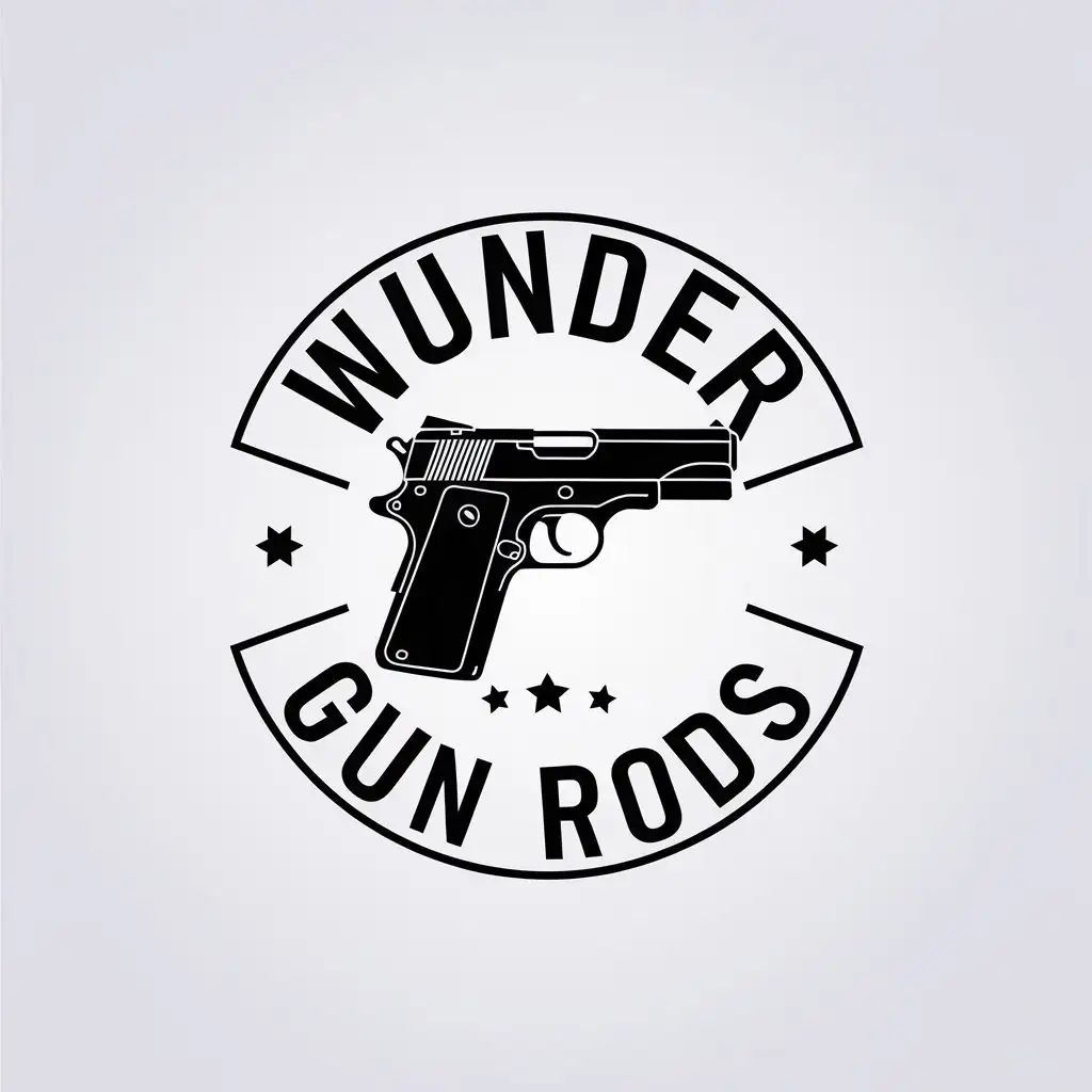 LOGO Design for Wunder Gun Rods Minimalistic Handgun Symbol with Clear Background