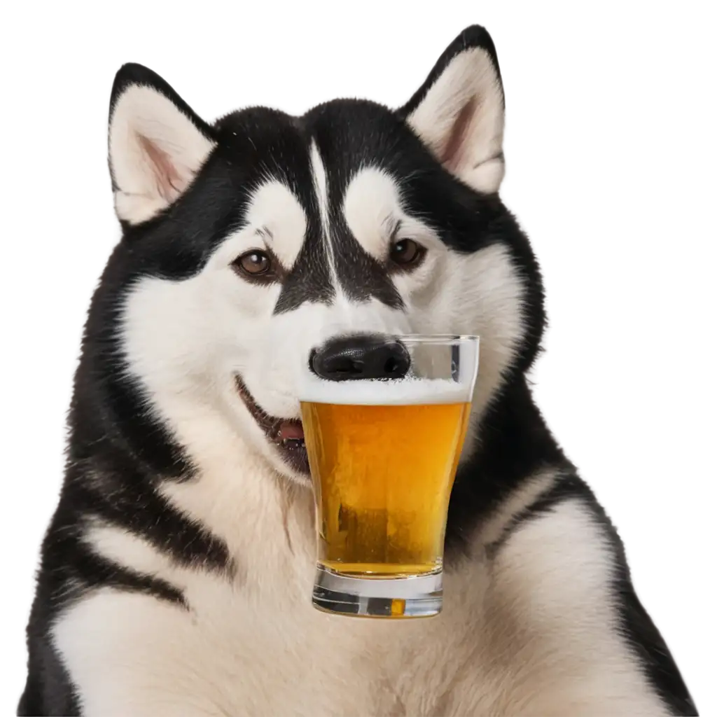 PNG-Image-of-Husky-Drinking-Beer-Playful-and-Unique-Digital-Art