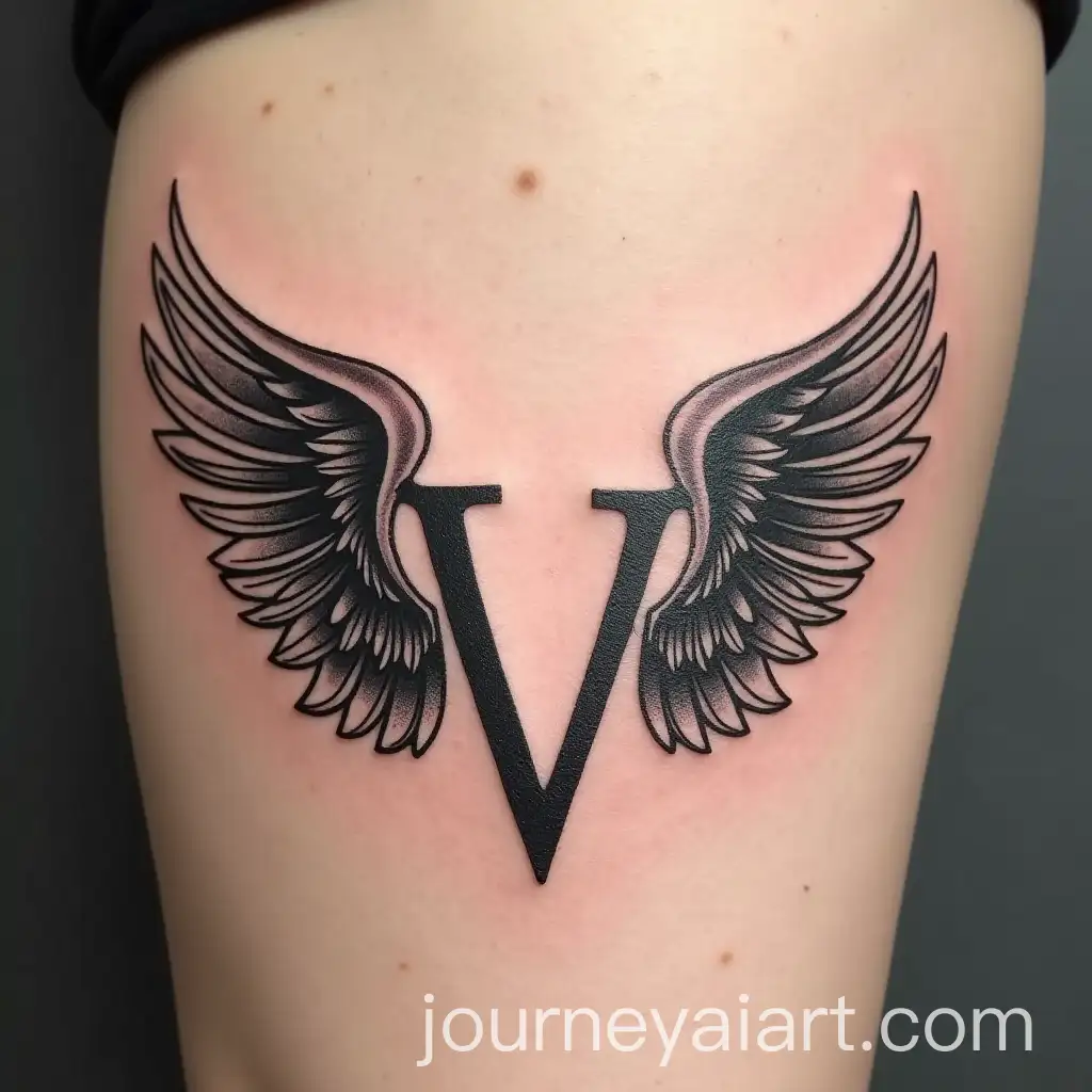 Tattoo-Design-of-Winged-Iron-Letter-V-in-theAI-Image-Prompt-Expansion-Center