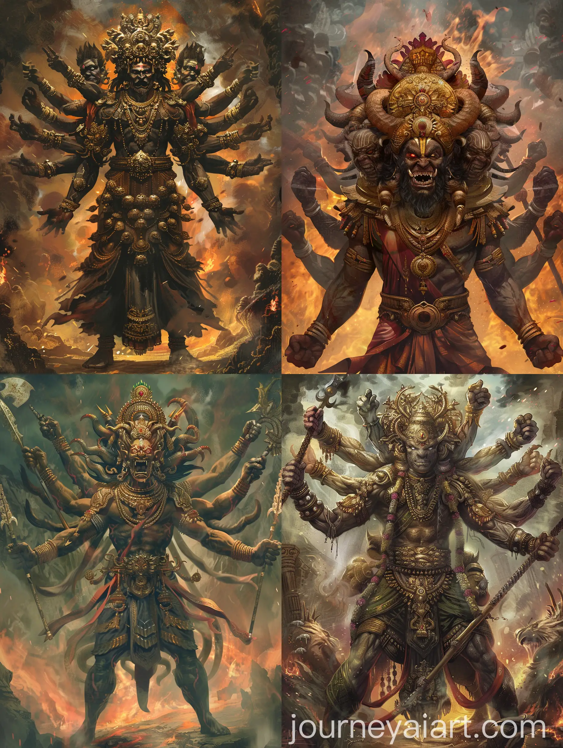 Dramatic-Illustration-of-Dasamuka-TenHeaded-Demon-King-in-Ramayana-Epic
