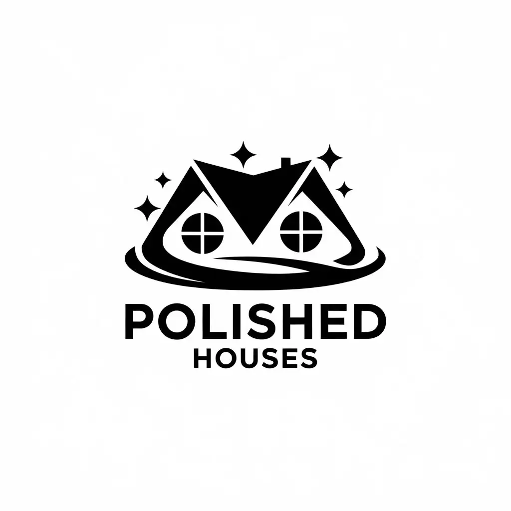 LOGO Design for Polished Houses House Symbol with Shine Effect on Clear Background