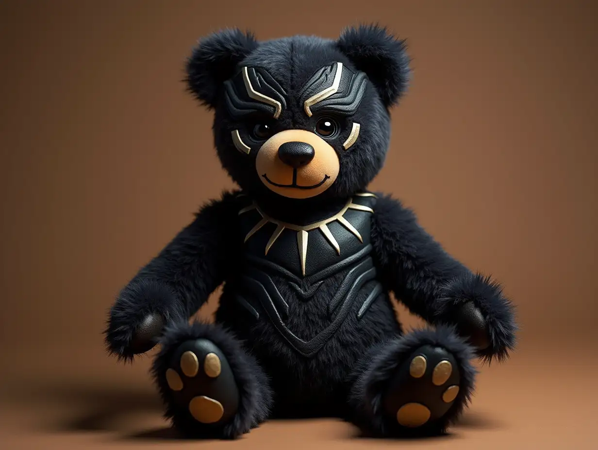 Creating a digital photo of a teddy bear with Black Panther (T'Chaka costume)