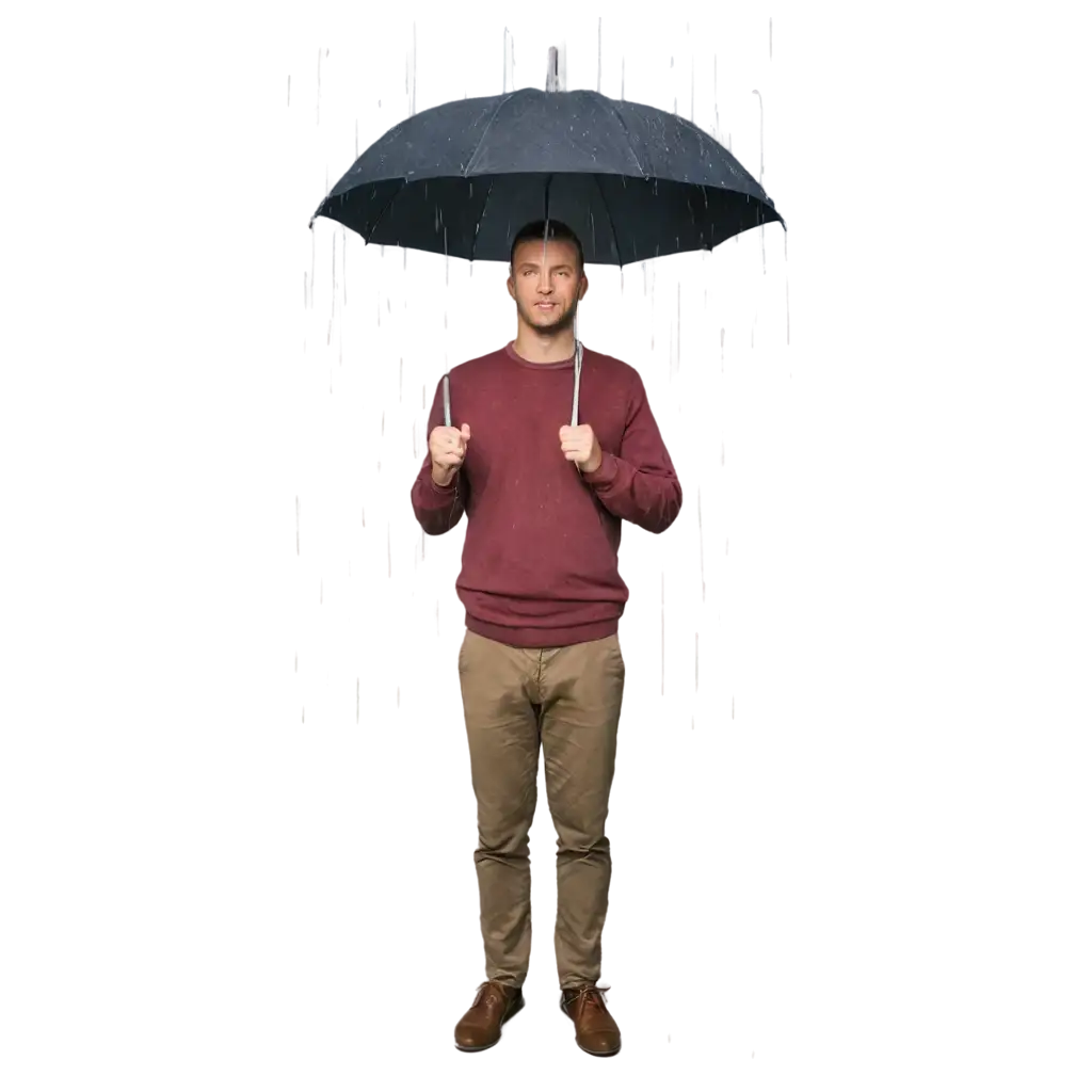 Man-Holding-a-Large-Umbrella-in-the-Rain-HighQuality-PNG-Image-for-Versatile-Use