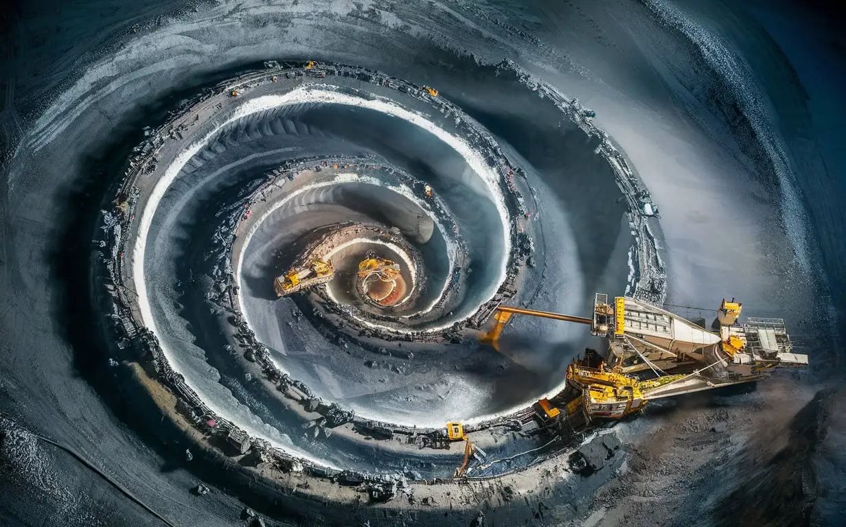 Advanced Spiral Mining Operation with Modern Machines