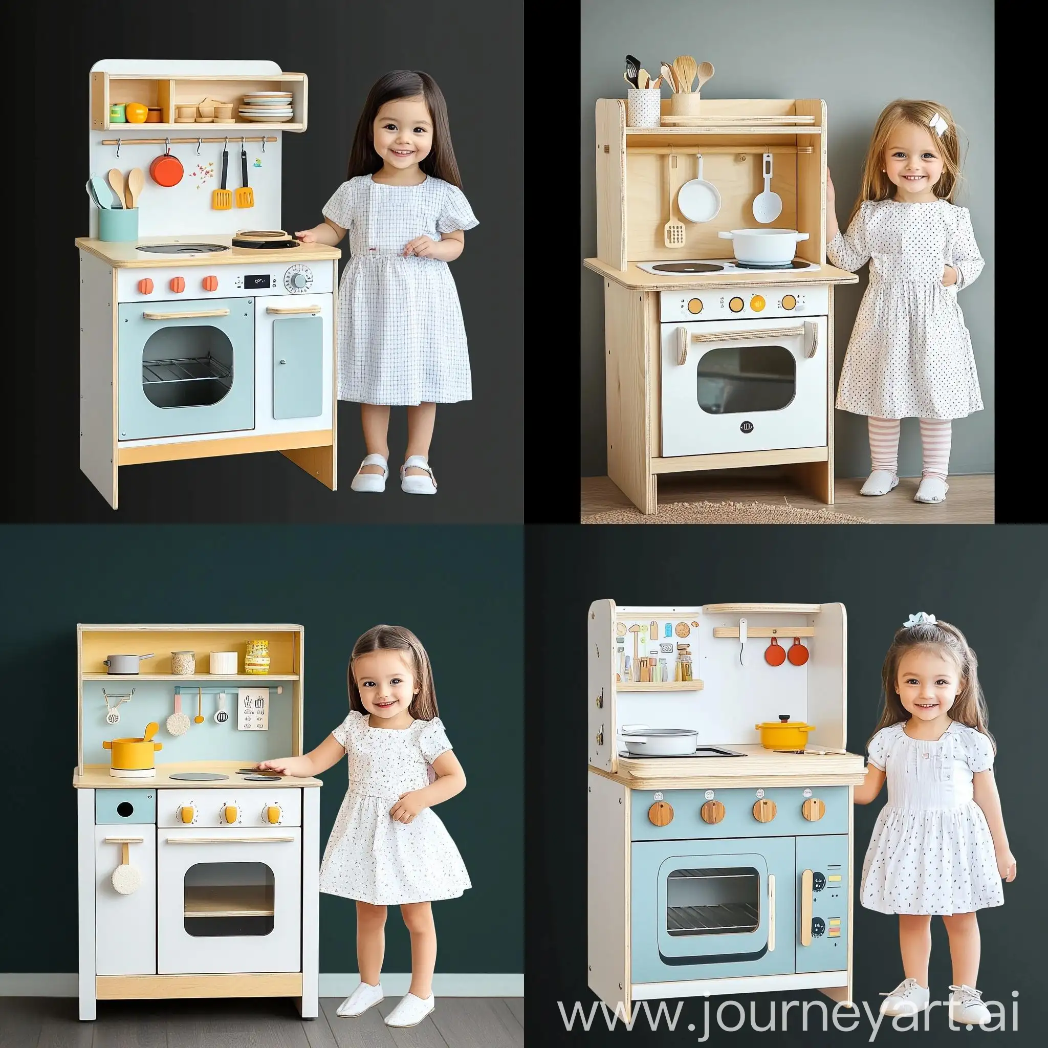 Happy-Girl-by-Childrens-Wooden-Mini-Kitchen