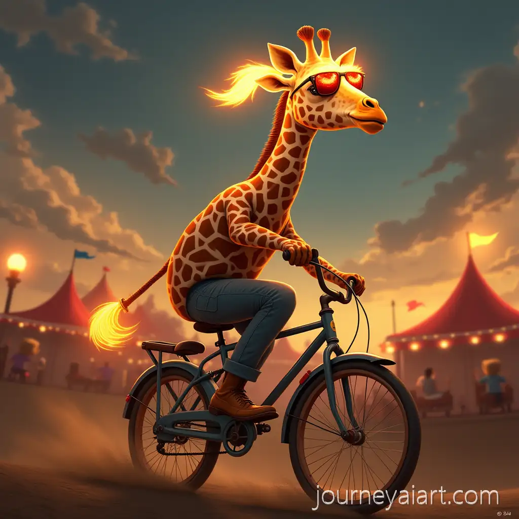 Realistic-Giraffe-RidingGiraffe-riding-bike-in-circus-a-Bike-in-a-Circus-with-Fire-Sunglasses