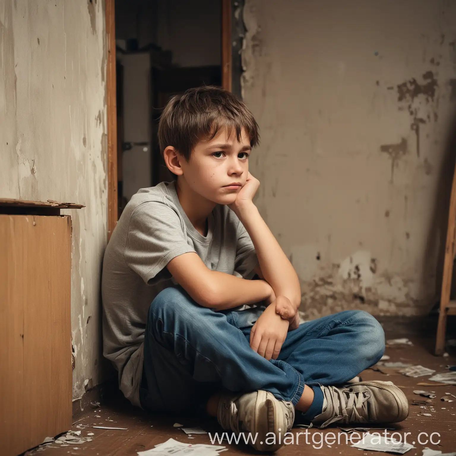 Boy-Contemplating-How-to-Earn-Money-in-a-Modest-Apartment