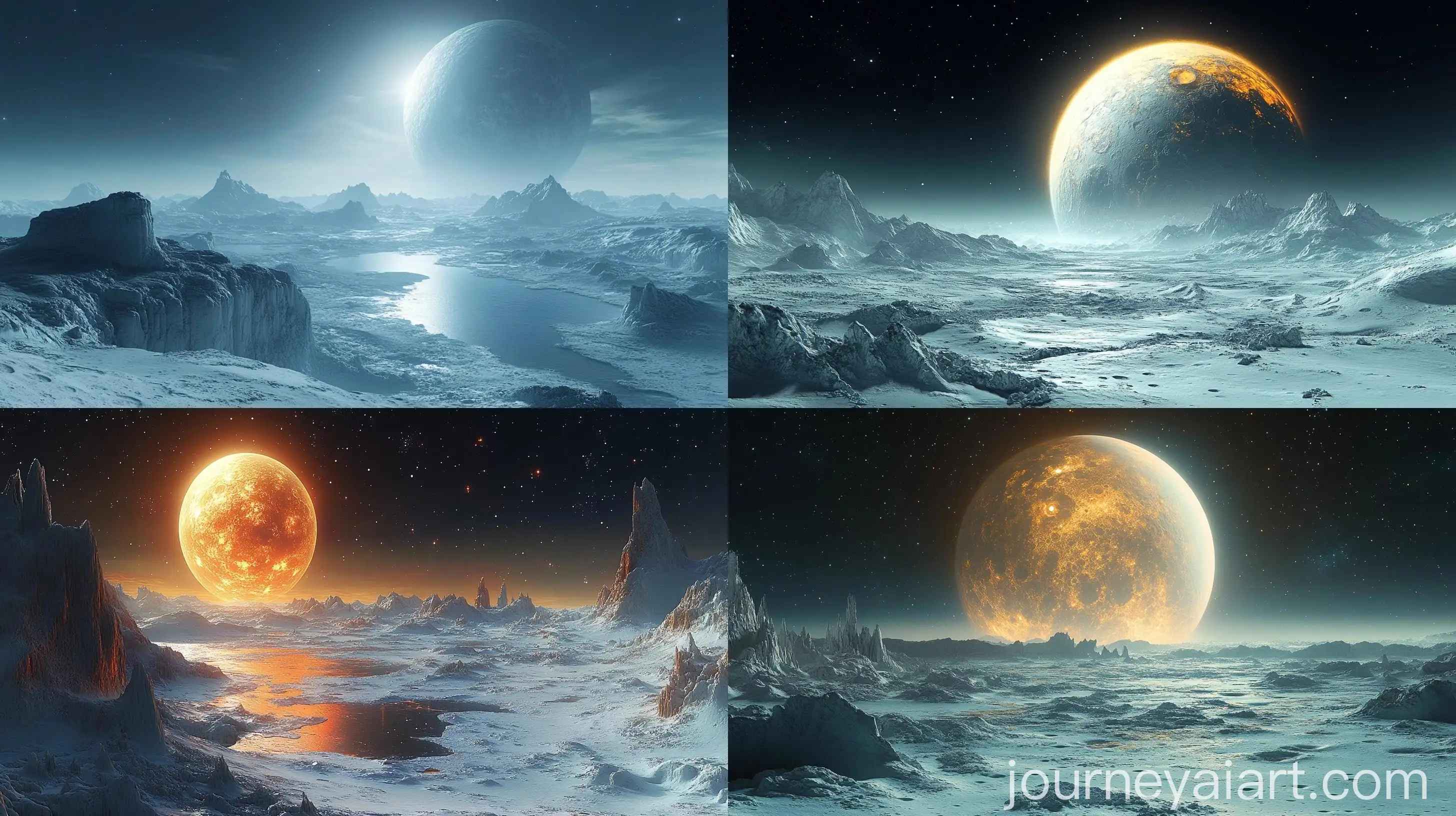 Extraterrestrial-Landscape-with-Craters-and-Mountains