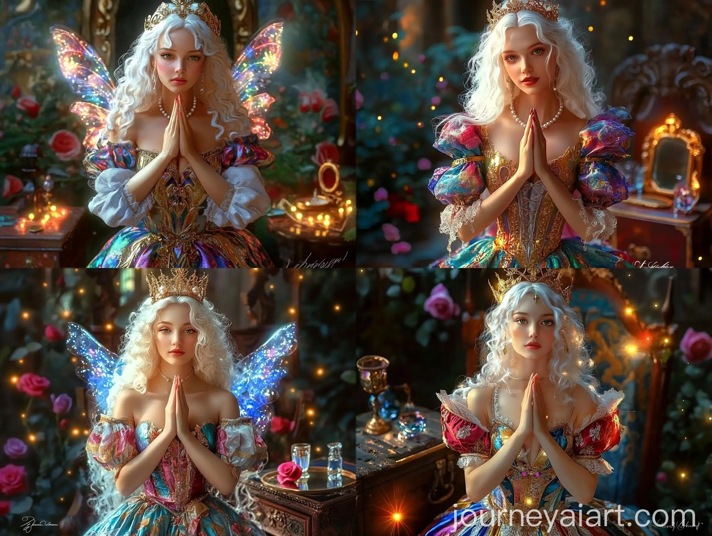 Medieval-Queen-in-Vibrant-Dress-and-Castle-Setting