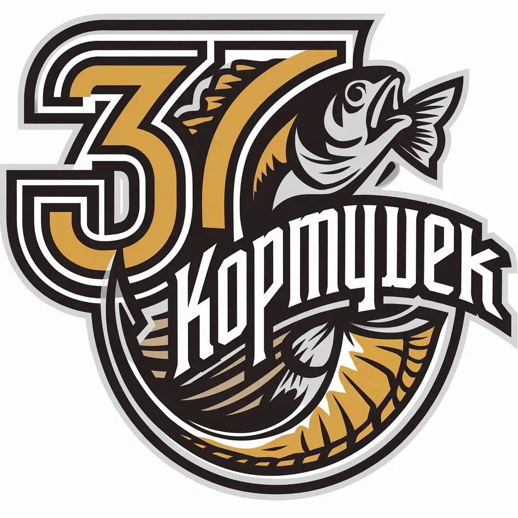 a vector logo design,with the text "37 kopMywek", main symbol:fish on hook,complex,be used in Retail industry,clear background