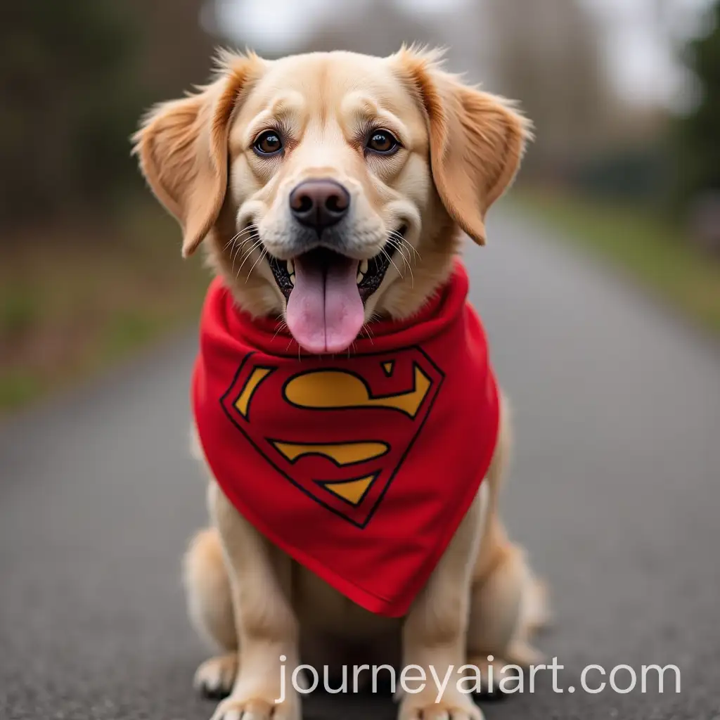 Dog-Writing-Groomit-with-Red-Superman-Scarf