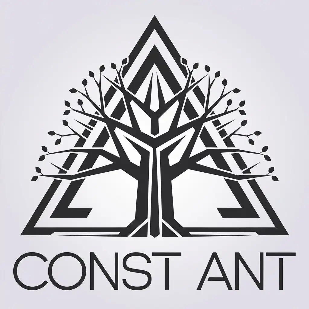 LOGO-Design-for-ConstAnt-Tree-and-Triangle-Symbolism-with-Construction-Industry-Aesthetics