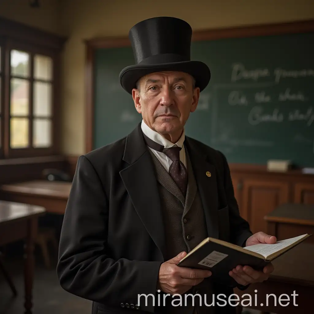 1920s Classroom with Professor McGonagall in Vintage Attire