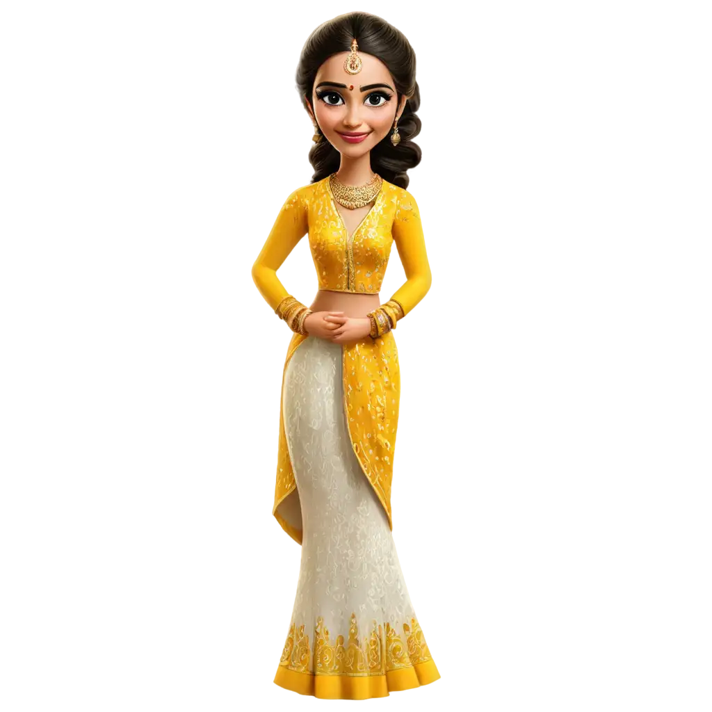 Exquisite-Haldi-Bride-Caricature-PNG-A-Unique-Fusion-of-Tradition-and-Whimsy-for-Your-Creative-Projects