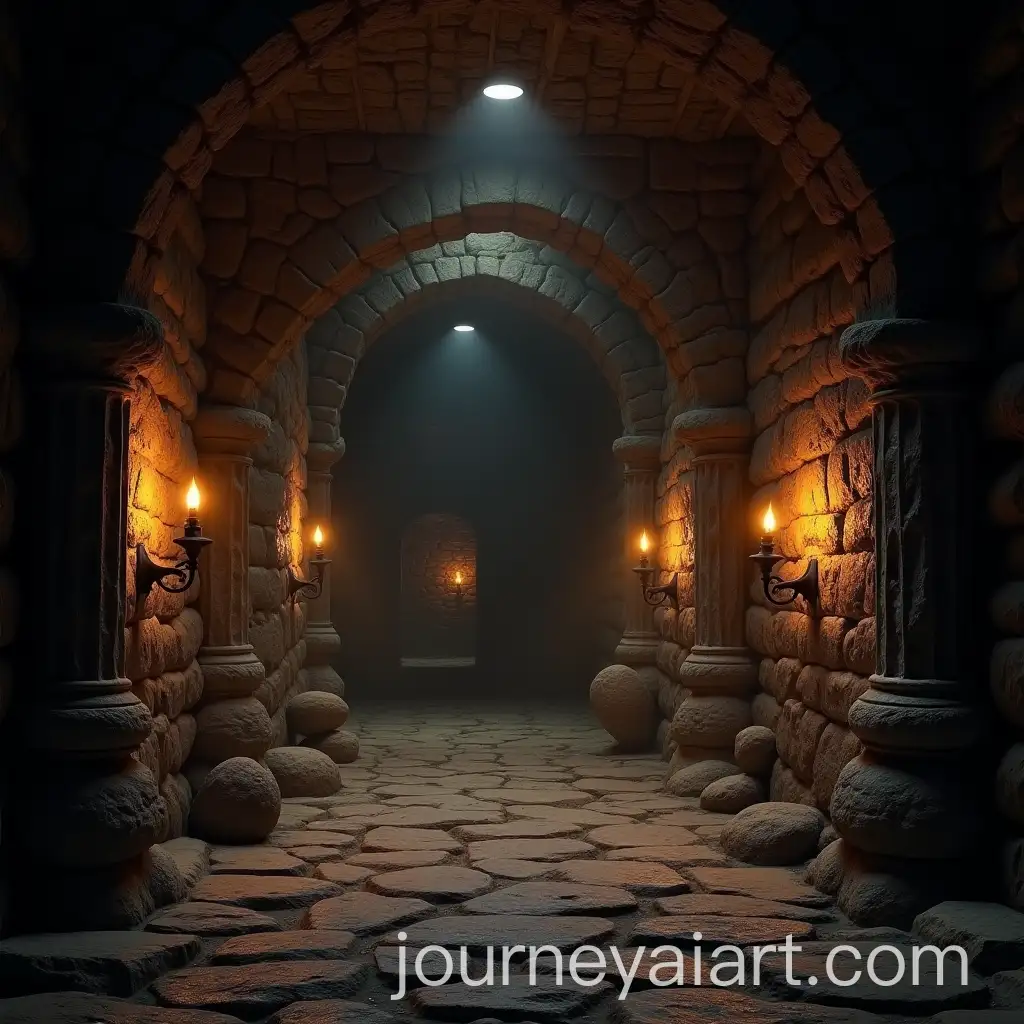 Dark-Medieval-Dungeon-with-Stone-Walls-and-Flickering-Torches