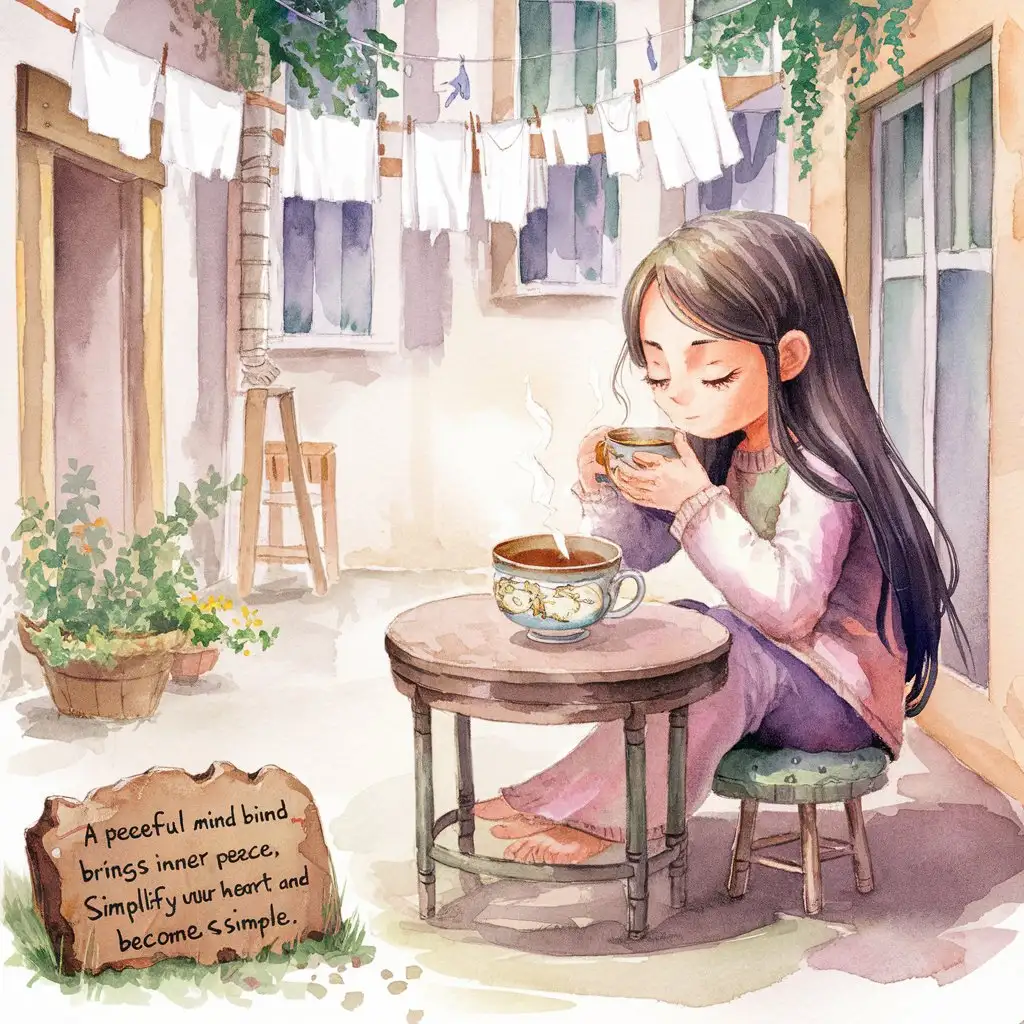 Girl-Sipping-Tea-in-a-Tranquil-Vegetable-Garden