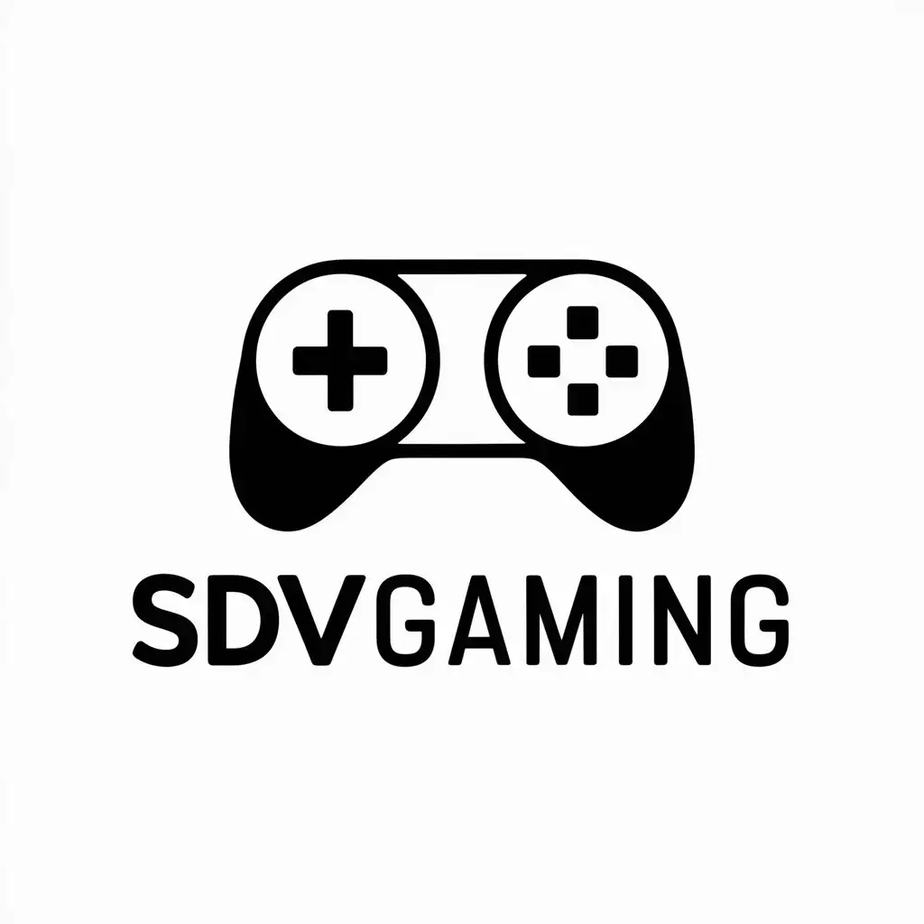 a vector logo design,with the text "SDVGaming", main symbol:gamepad,Minimalistic,clear background