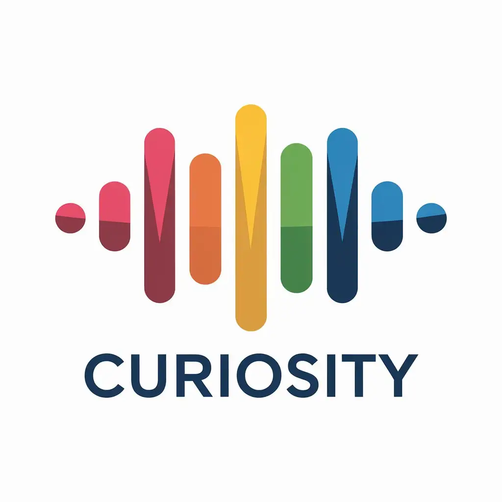 a vector logo design,with the text "curiosity", main symbol:Colorful sound waves:,Moderate,clear background