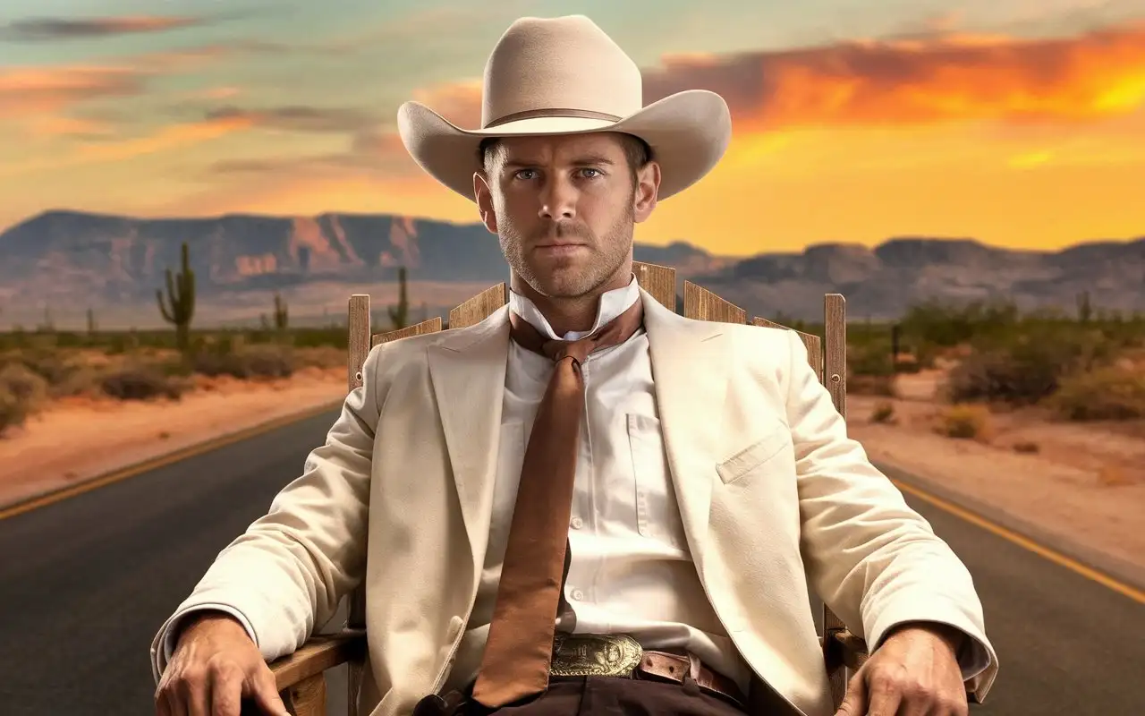 Sunset Cowboy Portrait Paul Walker in Desert