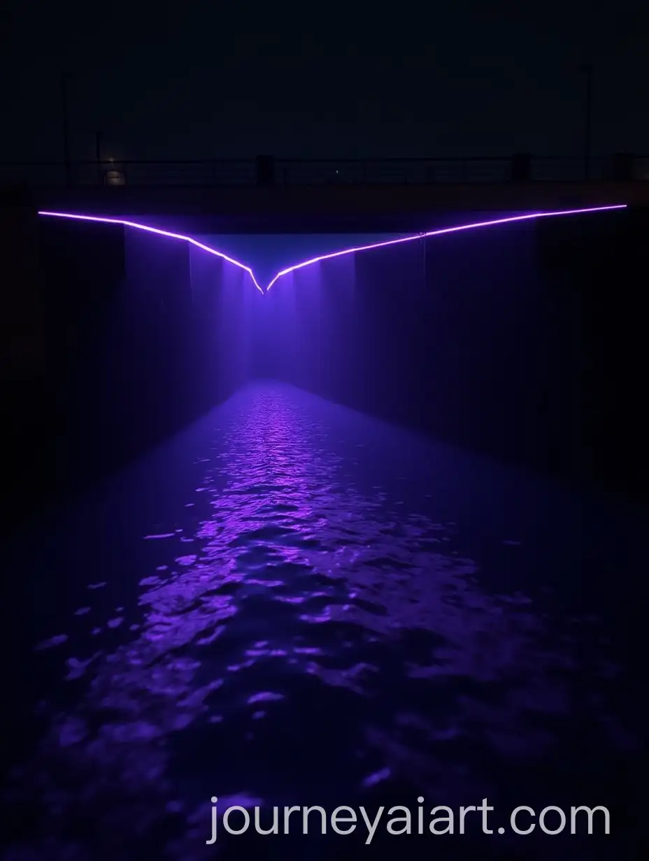 Minimalistic-UV-Laser-Installation-Reflecting-in-Canal-Water