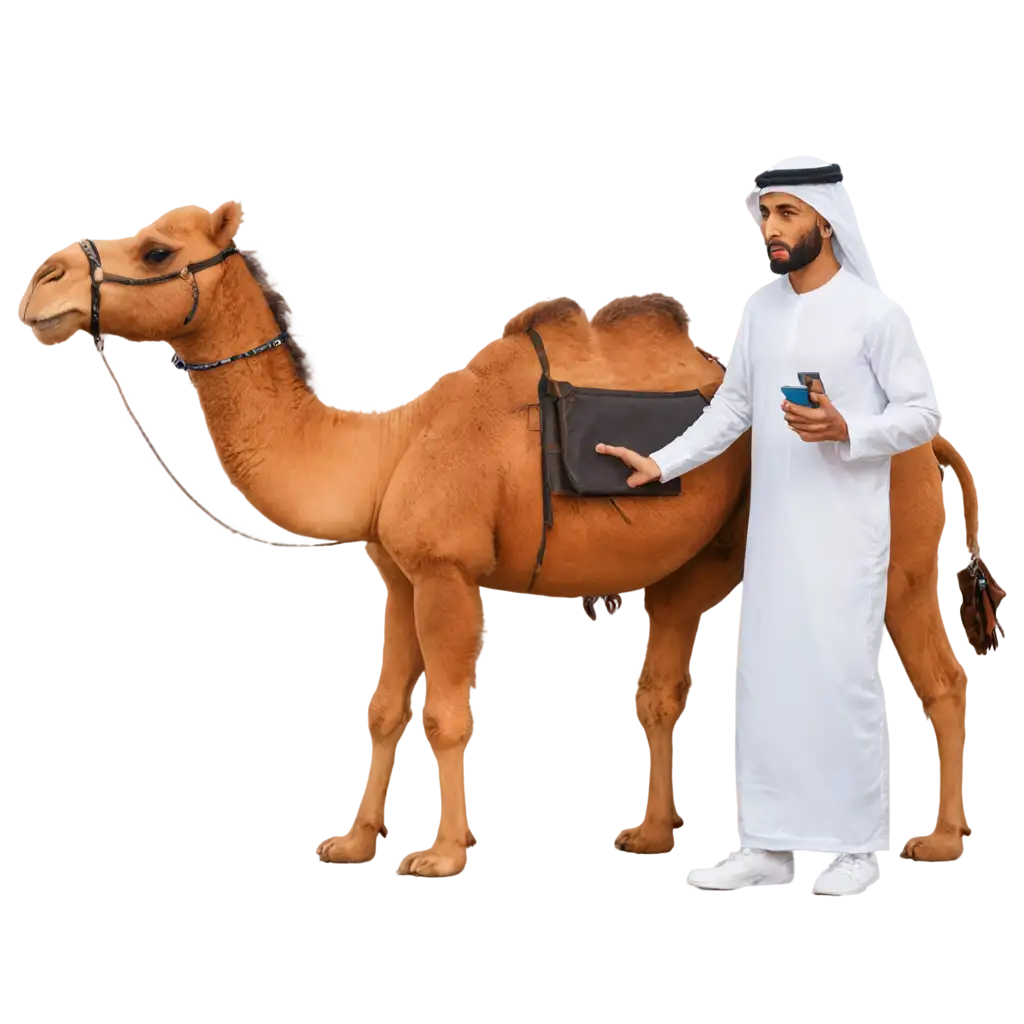 Middle-Eastern-Man-with-Cartoon-Camel-PNG-A-Unique-Image-for-Diverse-Applications